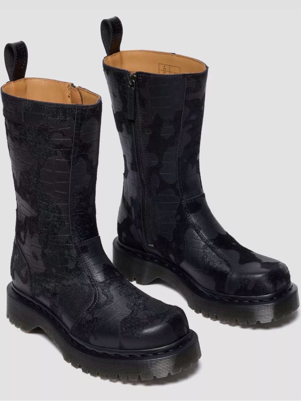 Dr Martens REJENA Hair On Croc Emboss Leather Boots Size 11 NIB - Picture 2 of 10
